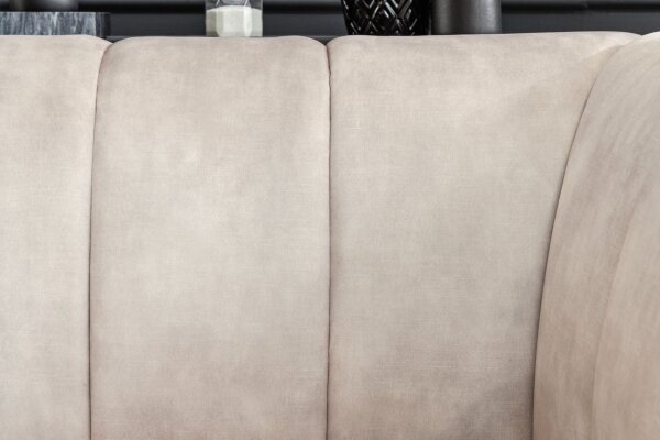 Samtsessel Beige Creme 105 cm breit Ziernähte Retro