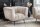 Samtsessel Beige Creme 105 cm breit Ziernähte Retro