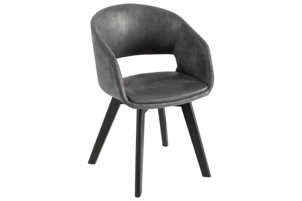 Armlehnstuhl Stoff Metall in Grau Schwarz B: 54 cm Bauhaus