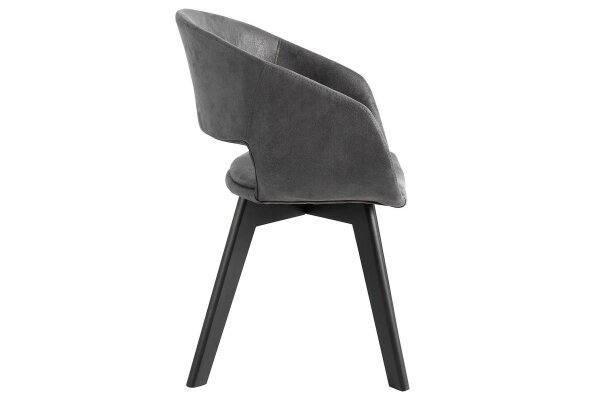Armlehnstuhl Stoff Metall in Grau Schwarz B: 54 cm Bauhaus