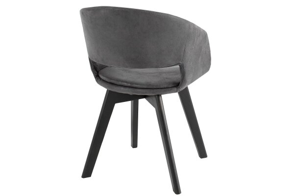 Armlehnstuhl Stoff Metall in Grau Schwarz B: 54 cm Bauhaus