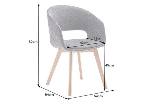 Esszimmerstuhl mit Armlehne Grau Natur aus Stoff Holz