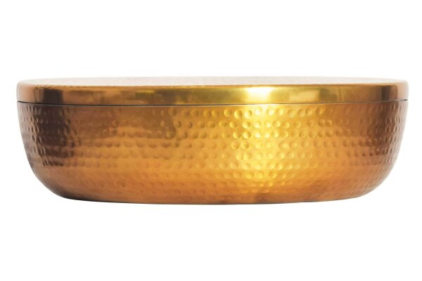 Deko Schale rund Ø 38 cm mit Deckel Handarbeit in Gold