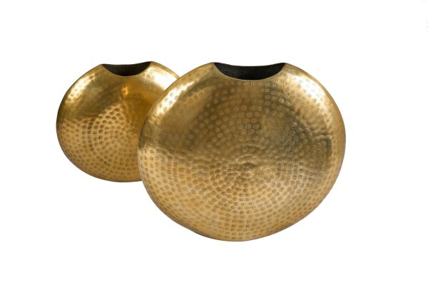 Dekovase 2er Set in Gold Handarbeit Hammerschlag Unikat