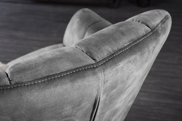 Schreibtischstuhl Grau Schwarz ohne Rollen höhenverstellbar