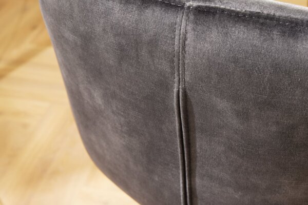 Barsessel mit Lehne Samt Metall in Grau Schwarz SONIA