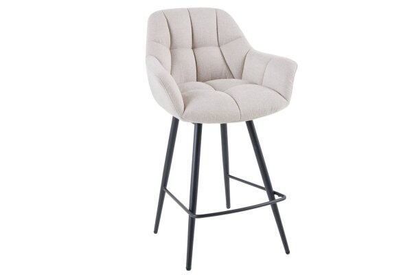 Tresenstuhl mit Lehne Stoff Metall Creme Beige Schwarz