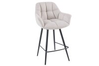 Tresenstuhl mit Lehne Stoff Metall Creme Beige Schwarz