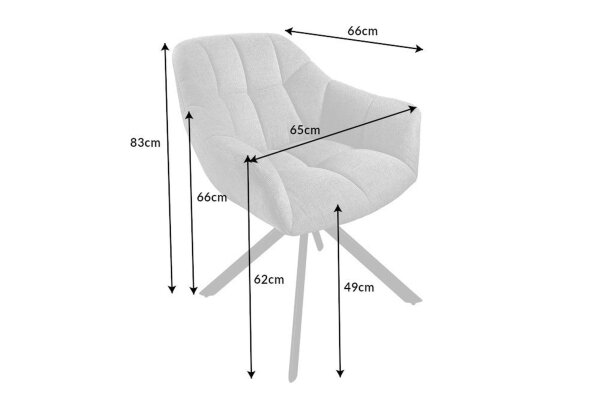 Drehstuhl Leder Metall B: 65 cm ohne Rollen in Cognac Schwarz