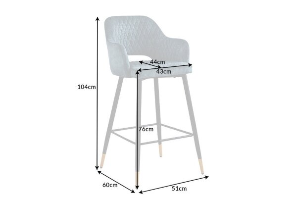 Barstuhl Schwarz Gold aus Samt Metall Retro Design