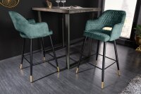Barstuhl Schwarz Gold aus Samt Metall Retro Design