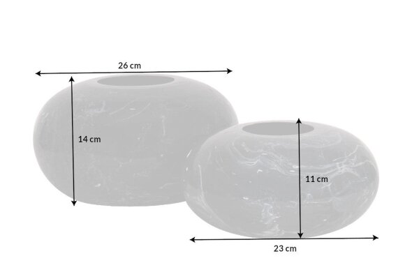 Dekovase 2er Set aus Eisen emailliert in Marmor Optik