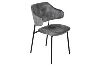 Esstischstuhl Samt Metallbeine Grau Schwarz Retro Design