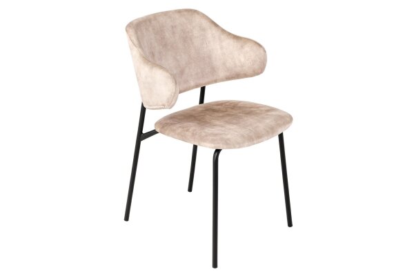 Esszimmerstuhl Samt Metall in Creme Beige Schwarz NOAH