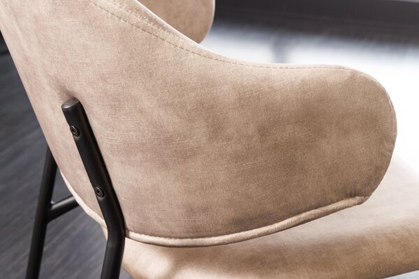 Esszimmerstuhl Samt Metall in Creme Beige Schwarz NOAH
