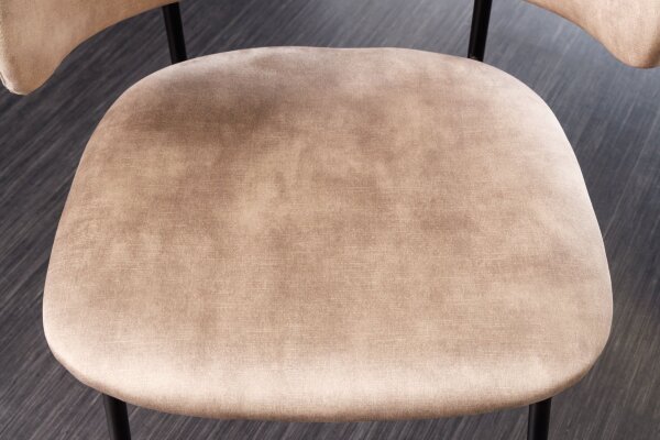 Esszimmerstuhl Samt Metall in Creme Beige Schwarz NOAH