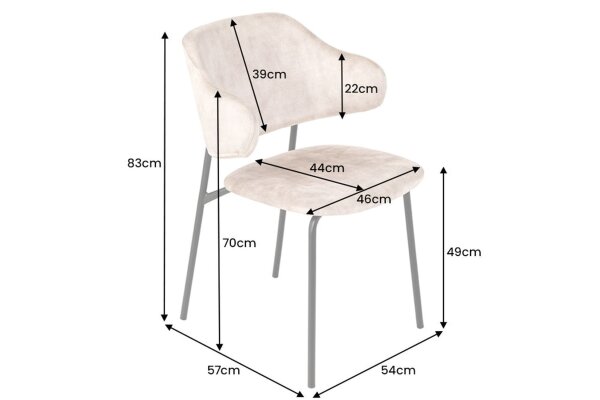 Esszimmerstuhl Samt Metall in Creme Beige Schwarz NOAH