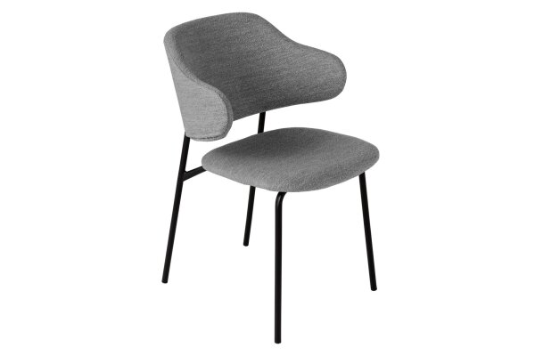 Esszimmerstuhl Bouclé Metall B: 58 cm in Grau Schwarz