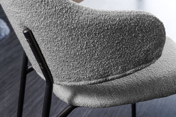 Esszimmerstuhl Bouclé Metall B: 58 cm in Grau Schwarz