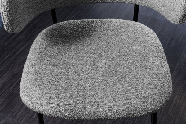 Esszimmerstuhl Bouclé Metall B: 58 cm in Grau Schwarz