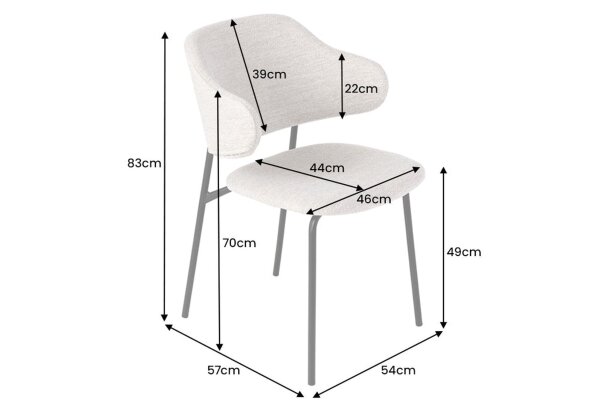 Esszimmerstuhl Bouclé Metall B: 58 cm in Grau Schwarz