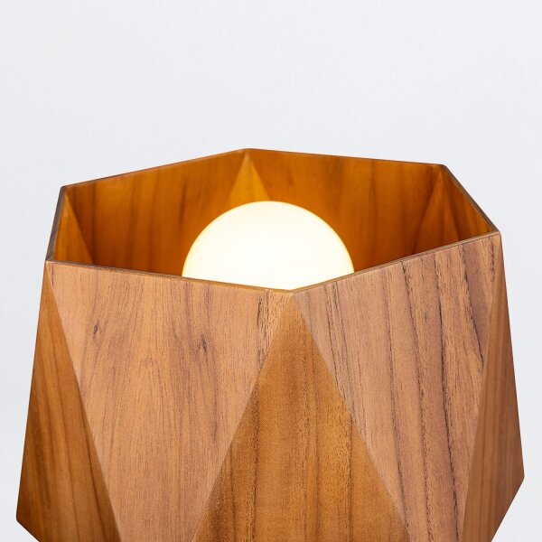 Tischleuchte Dreibein aus Teak Holz Furnier 62 cm hoch E27