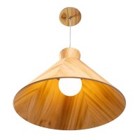 Pendelleuchte Holz Furnier Teak E27 D: 40 cm Modern