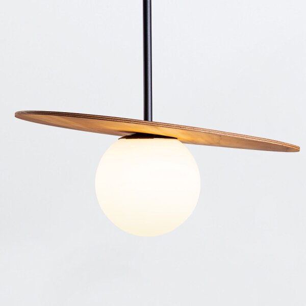 Pendelleuchte Glas Teakholzfurnier Ø 40 cm E27 Modern