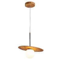 Pendelleuchte Glas Teakholzfurnier Ø 40 cm E27 Modern