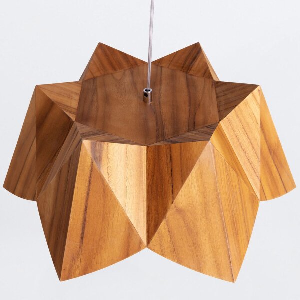 Außergewöhnliche Hängelampe Holz Furnier Teak B: 46 cm E27