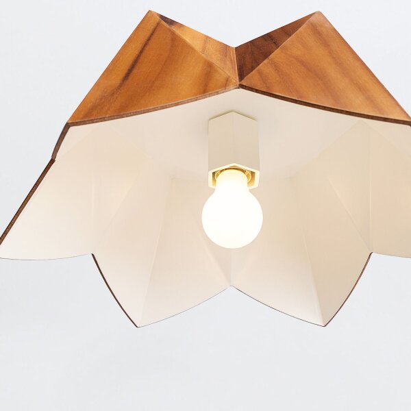 Außergewöhnliche Hängelampe Holz Furnier Teak B: 46 cm E27
