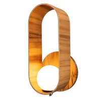 Wandleuchte Glas Teakholz Furnier E27 H: 52,5 cm blendarm