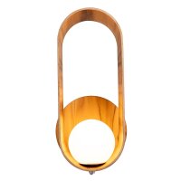 Wandleuchte Glas Teakholz Furnier E27 H: 52,5 cm blendarm