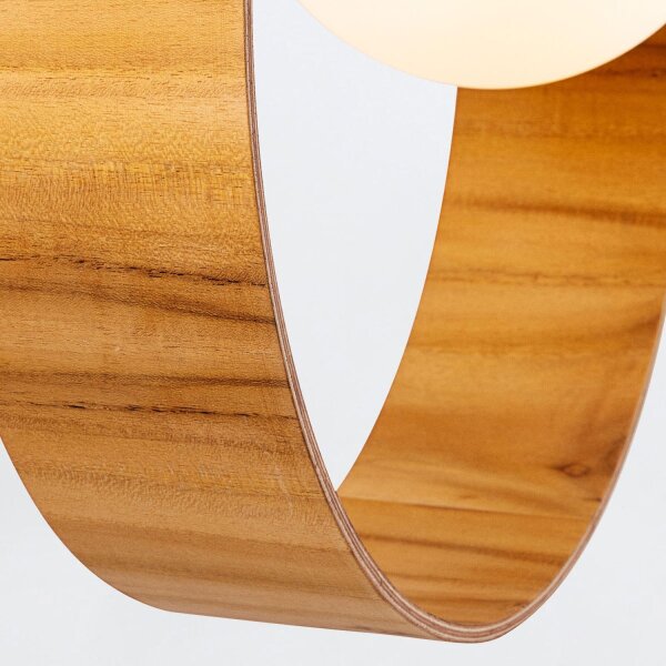 Hängeleuchte Teak Holz Furnier Glas Ø 35 cm Ring E27