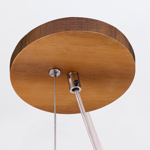 Hängeleuchte Teak Holz Furnier Glas Ø 35 cm Ring E27