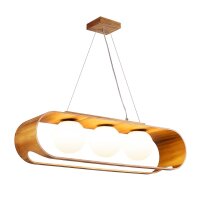 Hängeleuchte Modern B: 85 cm Furnier aus Teak Holz...