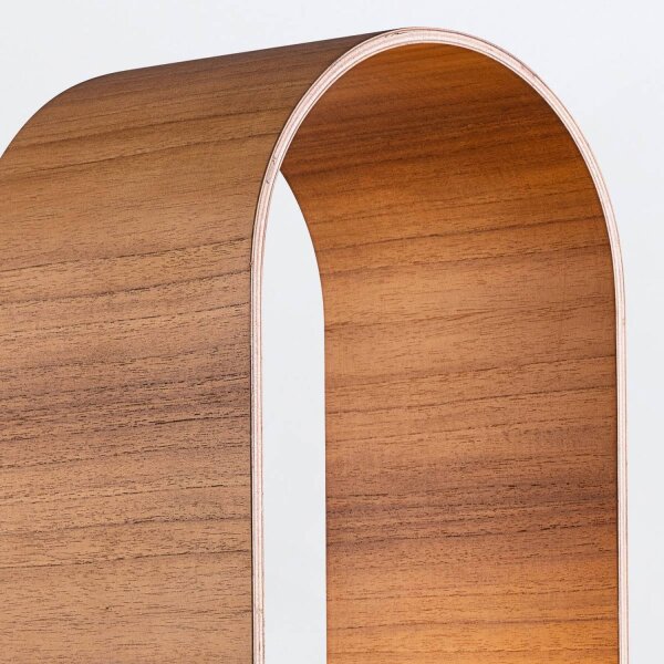 Tischlampe Holz Furnier aus Teak Glas 54 cm hoch E27 Modern