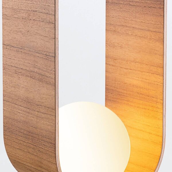 Tischlampe Holz Furnier aus Teak Glas 54 cm hoch E27 Modern