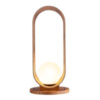 Tischlampe Holz Furnier aus Teak Glas 54 cm hoch E27 Modern