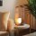 Tischlampe Holz Furnier aus Teak Glas 54 cm hoch E27 Modern