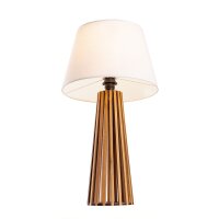 Tischlampe Stoff Teak Holz Furnier Stoff 66 cm E27