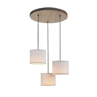 Hängelampe 3-flammig Holz Stoff B:52 cm E27 blendarm