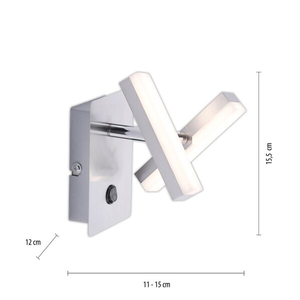 LED Wandspot in Stahl Metall beweglich 225 lm Schalter