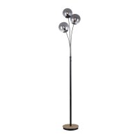 Stylische Stehlampe Rauchglas Holz E14 185 cm 3-flammig