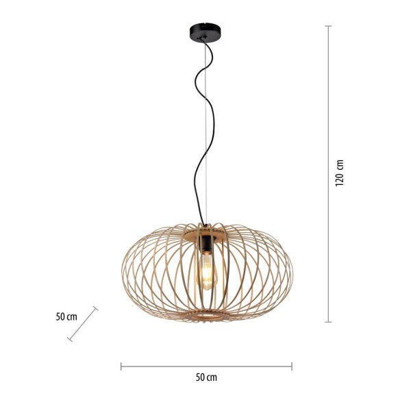 Hängelampe Skandinavisch Metall Holz rund Ø50 cm E27