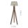 Tripod Stehlampe Holz Metall in Messing matt E27 145 cm