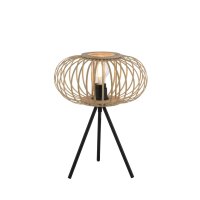 Tripod Tischleuchte Skandinavisch Holzschirm E27 41 cm