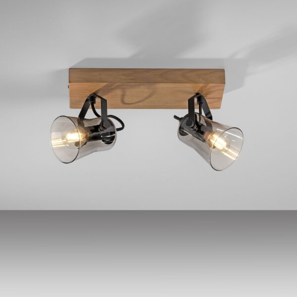 Flexibler Deckenstrahler Glas Eiche E14 38 cm blendarm