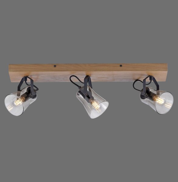 Verstellbarer Deckenspot Glas Eiche E14 65 cm blendarm
