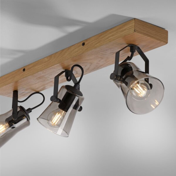 Verstellbarer Deckenspot Glas Eiche E14 65 cm blendarm
